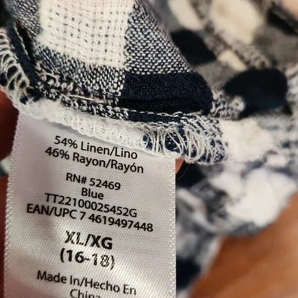 Time And Tru Navy Blue Check Tank Top - Picture 4 of 4